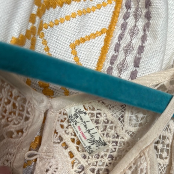 FreePeople Cream and Blue Lace Dress size Large - Picture 2 of 4